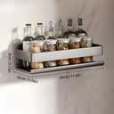 Adhesive Wall Mount Spice Rack Organizer, No-Drill Carbon Steel Spice Storage Shelf for Kitchen Cabinet, RV Camper, and Bathroom Counter, Multi-Purpose Wall Shelf for Seasonings, and bathroom supplies