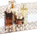 Feyarl Crystal Perfume Fragrance Tray Cosmetic Makeup Vanity Tray Jewelry Trinket Ring Earring Display Organizer Decorative Skin Care Storage for Home Dresser Countertop(13.7 x 7.87 inch) (Gold)