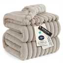 Bedsure GentleSoft King Size Blanket for Bed - Cozy Soft Blankets for Women, Cute Large Fleece Throws for Girls, Beige, 108x90 Inches