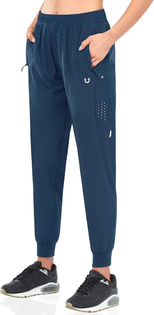 NORTHYARD Women's Running Athletic Pants Track Lightweight Joggers Workout Jogging Casual Sweatpants with Zipper Pockets (Blue, XXL)