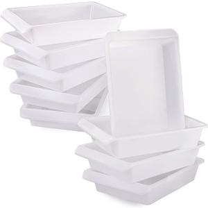 Yopay 9 Pack Plastic Art Tray for Classroom, White Craft Trays for Kids, Paper Organizer Bins, Activity Organizer Serving Tray for DIY Projects, Painting, Beads, Slime Sensory Toys