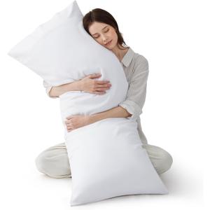 Bedsure Body Pillow Cover, Cooling Body Pillow Pillowcase for Hot Sleepers, Rayon Derived from Bamboo White Pillowcase, PureWoven Silky Soft Long Pillow Case Cover with Envelope Closure, 20x54 Inches