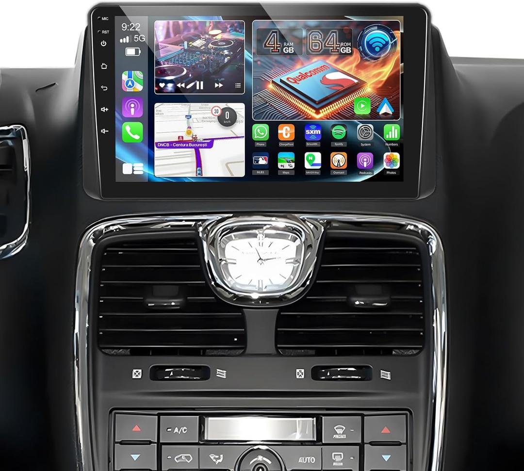 [8 Core 4+64G] Android Radio for Dodge Grand Caravan 2011-2020, 9 inch IPS Touchscreen Carplay Stereo for Chrysler Grand Voyager 2011-2015 - 3D Car Model, Cooling Fan, 5G/WiFi, DSP Hi-Res