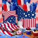 JOYGATHER 24 Pcs Patriotic Party Favors Bags with 24 Tissue Paper, USA American Flag Gift Goodie Kraft Paper Bags for 4th Of July Independence Day Veterans Day Memorial Day Birthday Party
