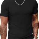COOFANDY Men's Short Sleeve Mock Turtleneck Sweater (Medium, All Black)