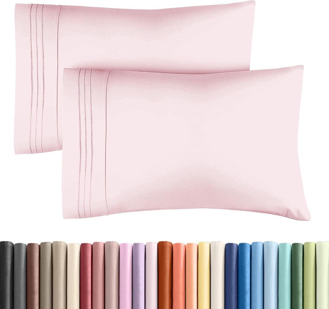 King Pillow Cases Set of 2 - Ultra Soft Hotel Quality Pillowcase Covers - Comfy, Cozy & Wrinkle Free - Shrinkage and Fade Resistant - Machine Washable Pillow Protectors - 2 Piece Set - Lavender Pink