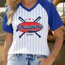 Baseball Game Jersey Women Baseball Team Tee Shirt Sports Fan T-Shirt (White, L)