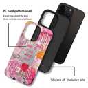 Compatible with iPhone 15 Plus,Anti-Scratch Frosted Case Cover,Pink Zebras Collage