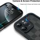 SOKAD for iPhone 16 Pro Max Case, Cute Checkered Checkerboard Pattern Phone Case with Wrist Strap for Girls Women, Slim Soft Silicone Camera Protection Shockproof Case Cover, Black