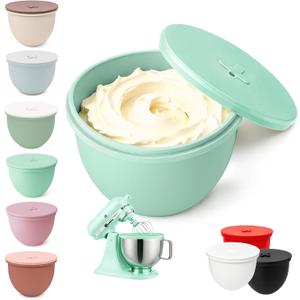 Silicone Bowl Liner with Lid for KitchenAid 5-Qt Tilt-Head Bowls Only, 2mm Extra-Thick Premium Silicone, Built-In Air Vent for Dough Proofing, Dishwasher Safe, BPA-Free