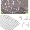 Sawysine 102 Pcs DIY PVC Projects Set Included 60 Pcs 24 Inch PVC Pipe and 42 Connection Pipe Fittings for Spring, Home, Greenhouse, Garden, Farm, Workshop, Summer(White,3/8 Inch)