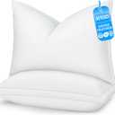Goose Feather Down Pillows - Hotel Soft Bed Pillows Queen Size Set of 2 for Sleeping, 100% Cotton Cover Fluffy Support Gusseted Pillow for Back, Stomach, Side Sleepers White