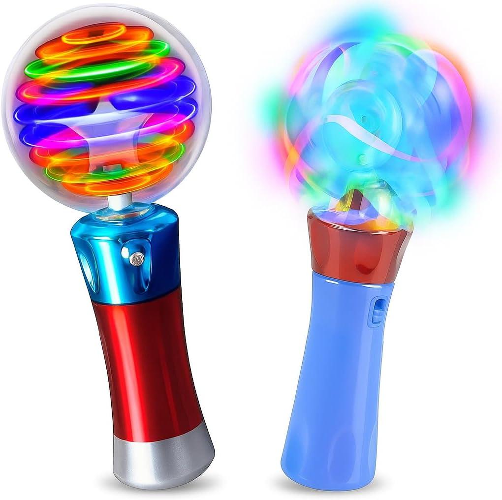 ArtCreativity Light Up Magic Ball Wand & Spinning Light Wand Set  LED Light Spinner Wands for Kids, Includes Flashing Light Up Spinner  Sensory Toys for Kids with Autism  Batteries Included