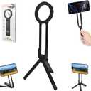 Ma38 Magnetic Phone Tripod for iPhone, Foldable Portable Phone Holder, Strong Magnet Quick Mount, Aluminium Alloy Stand for iPhone17/16/15/14/13/12(1pcs Black)