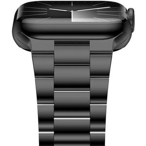 iiteeology Lightweight Stainless Steel Band Designed for Apple Watch Ultra 3 & Ultra 2, Series 1-11, 46mm, 45mm, 44mm, 42mm, Replacement iWatch Bands for Men & Women,Black