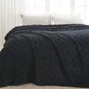 NEWCOSPLAY Super Soft Queen Blanket Black Premium Silky Flannel Fleece 3D Checkered Lightweight Bed Blanket All Season Use (Black Checkered, Queen(90"x90"))