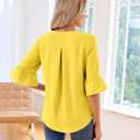 siliteelon Yellow Tops for Women 3/4 Sleeve Ruffle Bell Blouse Dressy Casual Ladies Vacation Sping Summer Outfits 2026 Yellow 2XL 