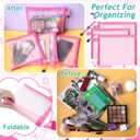 12-Piece Nylon Zipper Pouch Set, Pink Mesh Cosmetic Bags, Zippered Travel & Office Supplies Organizers - A5