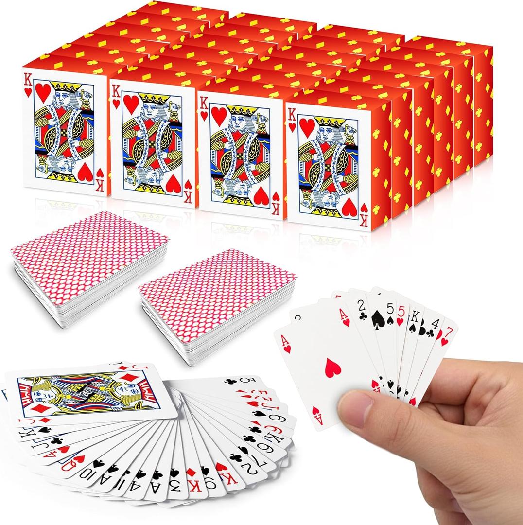 Gamie Pack of 20 Mini Playing Cards - Poker Mini Card Deck - Miniature 1.5 Inch Card Set - Small Casino Game Cards for Kids, and Adults - Great Novelty Gift, Party Favor for Boys and Girls