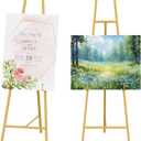 2 Pack Metal Scroll Display Easel, Gold Decorative Large Adjustable Floor Standing Easel with Chain Support, Arts Crafts Painting Drawing Art Supplies Easels, Perfect for Picture Frame Wedding Sign