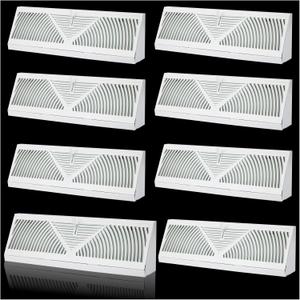 8Pack 15 inch Baseboard Register Vent Cover,Baseboard Heater Vent Cover Fits Duct Opening 15”, White Base Board Diffusers Heating Vent for Floor Wall with Adjustable Airflow Lever and 3 Ways