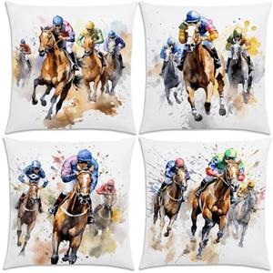 Nepnuser Kentucky Throw Pillow Covers 18x18 Set of 4 Churchill Downs Horse Racing Decoration for Bed Couch Sofa Home Decor