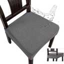 Genina Waterproof Seat Covers for Dining Room Chair Covers Set of 8, Stretch Jacquard Kitchen Parson Chair Slipcover Protector (8 PCS-Rear-Covered, Grey)