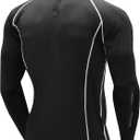 Hockey Shirt with Neck Guard for Adult and Youths,Long Sleeves Compression Shirt with Integrated Neck Guard (Black, L)