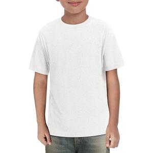 Haloumoning Boys Short Sleeve Shirts Kids Summer Crewneck T-Shirts Casual Tops Tees (White, 150)