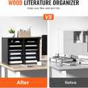 VEVOR Literature Organizers, 12 Compartments Office Mailbox with Adjustable ShelvesWood Literature sorter 20.4x12x16.1 inches for Office, Home, Classroom, Mailrooms Organization, EPA Certified Black