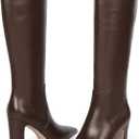 Knee High Boots for Women 3-Inch Chunky Heel Pointed Toe Side Zipper Fall Boots Dressy Comfortable Fashion (8.5, Dark Brown)