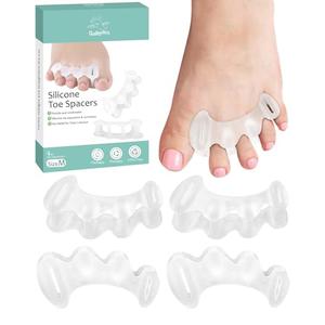 Golbylicc 2 Pairs Toe Spacers Gel Silicone Toe Separators for Women Men to Correct Bunion Toes, Hammer Toes, Soft Big Toe Straightener Toe Corrector Toe Spreader for Feet Relief, Plantar Fasciitis, Medium