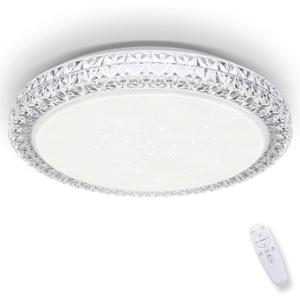 OOWOLF LED Ceiling Light, 40W 15.4 Inch Dimmable Ceiling Light Brightness Adjustable LED Fixture Lamp Modern Ceiling Lamp Close to Ceiling Lights for Bedroom Kitchen Living Room Lighting, 3000-6000K