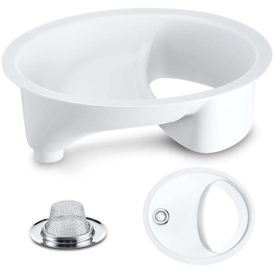 Frienda Urine Diverter Privy Complete Urine Separator with Stainless Steel Sink Lid for Compost Toilets, White(1 Pcs,Sink Strainer)