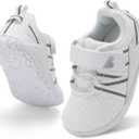 BARERUN Baby Sneakers Toddler Shoes Soft Anti-Slip Sole Newborn First Walkers Infant Toddler Breathable Athletic Running Shoes (6-7 Toddler, White)