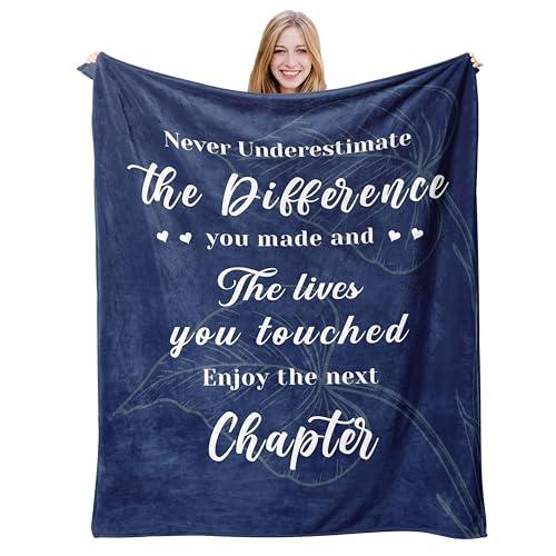Farewell Gifts for Man Women, Coworker Boss Leaving Job Gifts, Goodbye Going Away Gifts, Employee Appreciation Gifts， Retirement Gifts for Teacher Nurse Doctor Mom, Farewell Blanket 50"X60"- Blue