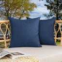 Kevin Textile Pack of 2 Outdoor Waterproof Pillow Covers Checkered Decorative Cushions Sham Throw Pillowcases Shell for Patio Tent Garden Couch Bed Sofa 22x22 Inch Blue