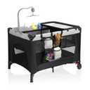 Pack and Play with Changing Table & Carry Bag, 4-in-1 Portable Crib Playpen for Newborn to Toddler, ASTM Certified Foldable Travel Crib with Bassinet(A-Black)