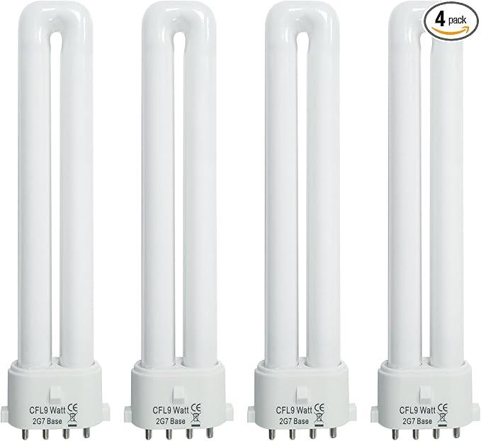9 Watt Light Bulb Compatible with Satco S8365, Kandolite 96500, Rayovac F9W-1, Coleman Lantern Bulb Replacement 2G7 Base 4100K 4 Pack