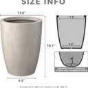 Kante 18.1" H Tall Round Concrete Planter for Outdoor Indoor, Modern Decorative Plant Pots with Drainage Hole & Rubber Plug for Home & Garden Weathered Concrete