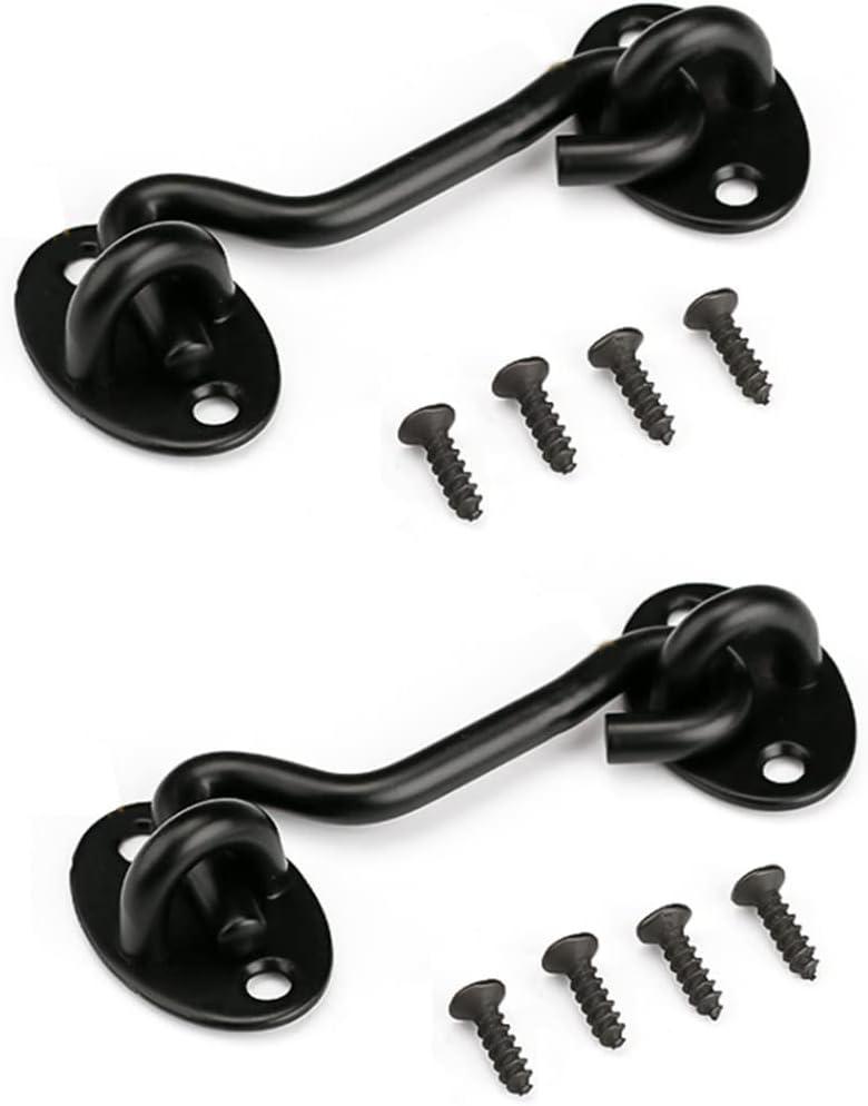 3 Inch Privacy Hook and Eye Latch Easy Lock for Barn Door, Black (3 INCH-2PCS)