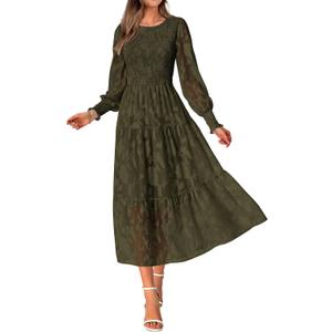 BTFBM Wedding Guest Dresses for Women Spring Fashion 2026 Casual Long Sleeve Floral Maxi Boho Homecoming Dress (XXL)