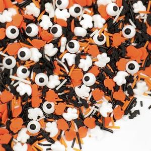 2 x Halloween Sprinkles for Decorating Edible, Mix with Candy Eyes, Pumpkin, Ghost, Bat and Orange Black Jimmies, 4.6oz for Cake, Cupcake, Icecream Halloween Toppers