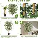 Artificial Ficus Tree, 5FT Tall Fake Tree Indoor, Lifelike Faux Ficus Tree with Natural Wood Trunks Branch Leaves for Home, Office, Living Room, Bedroom, Porch, Garden Outdoor Decor