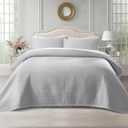 KASENTEX King XL Quilt Set 108"x98"  Soft Washed 3-Layer Lightweight Bedspread, Minimalist Nordic Design, All-Season Spring & Summer Quilt Set (1 Quilt + 2 Pillow Shams), Gull
