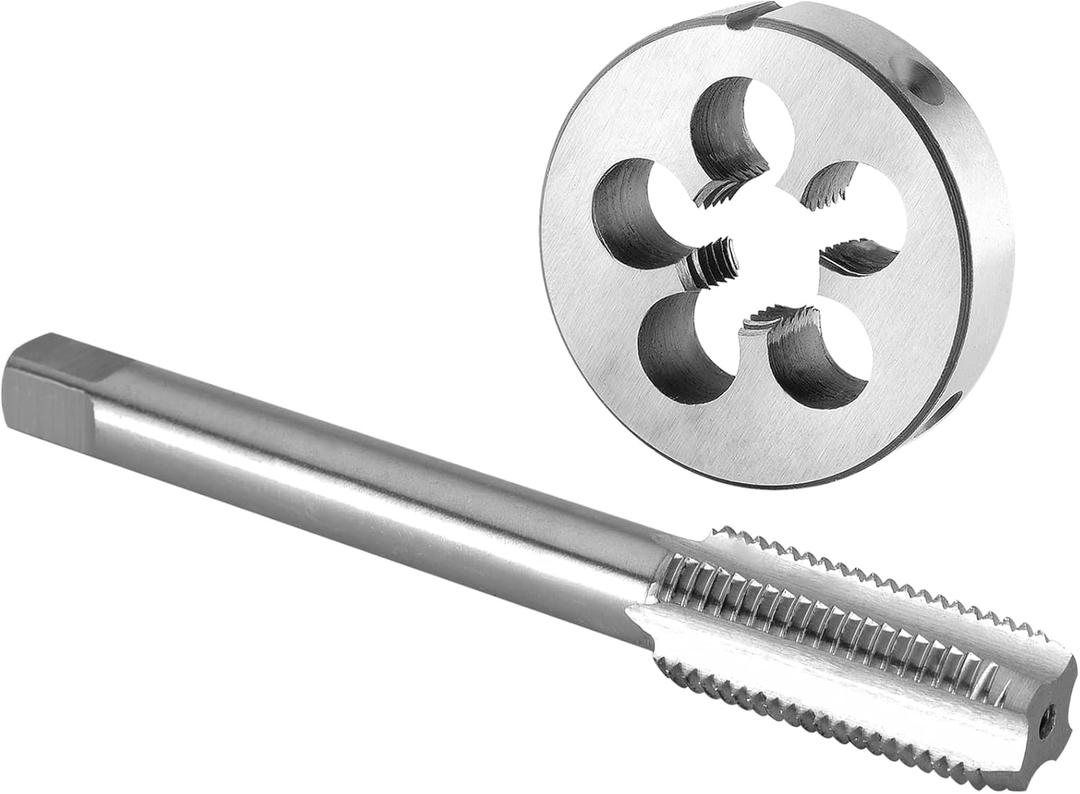 Burkit M17 X 1.5 Tap and Die Set, M17 x 1.5 Machine Thread Tap and Round Die Right Hand