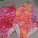 LUOUSE Girls Sparkle One Piece Swimsuits Crossback Swimwear Beach Bathing Suit with Adjustable Strap 4t - 5t