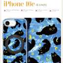 Loheckle for iPhone 17e/16e Case with Stand- Compatible with MagSafe Women Girls Cute Clear Girly Aesthetic Unique Design Soft TPU Magnetic Ring Phone Cover for Apple 17e/16e, Blue Cat