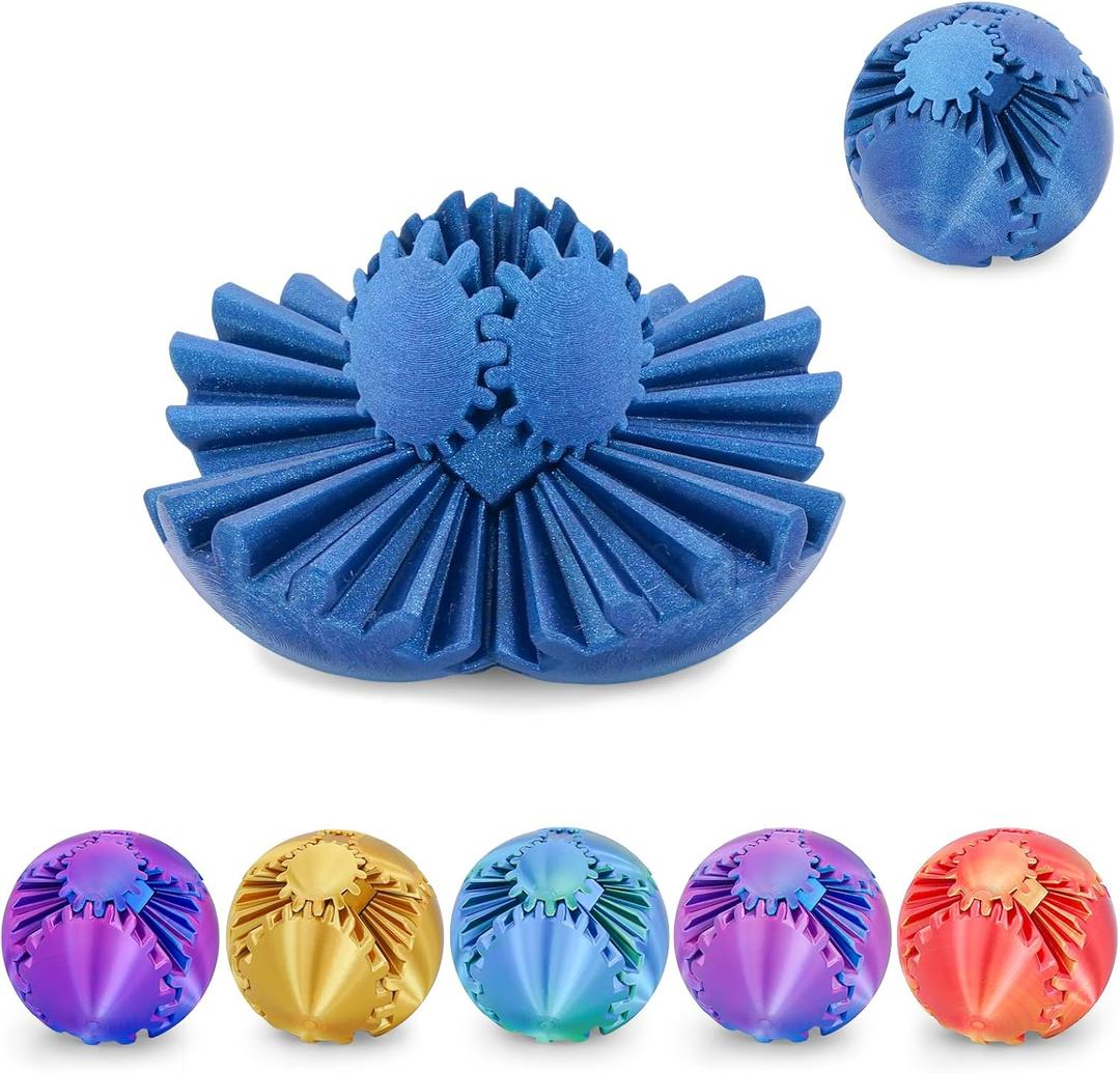 Gear Ball 3D Printed Cube Fidget Toy,Gear Sphere Fidget Toys,Sensory Toys for Stress and Anxiety Relief, Desk Toy Fidget Spinners,Stocking Stuffers for Adults & Kids Gift (Galactic Blue, 2.3 Inch)
