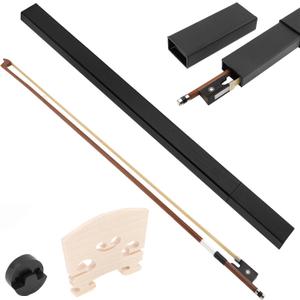 Brazilwood Ebony Frog Violin Bow, Professional 4/4 Full Size Ebony Wood Frog Violin Arbor with Case and Maple Bridge,Well Balance Fiddle Bow with Sheepskin Grip White Horse Hair for Student Adult